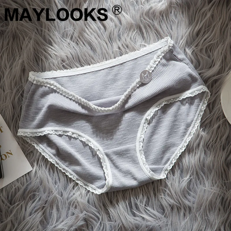 Maylooks большой размер Хлопок Женские Прозрачные Нижнее белье Высокая Талия