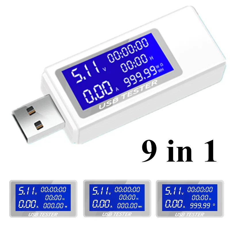 E 9 IN 1 8 в 1 QC2.0 3,0 4-30 в электрическая мощность USB Емкость тестер напряжения измеритель тока монитор вольтметр Амперметр Скидка 40 - Цвет: E 9 IN 1