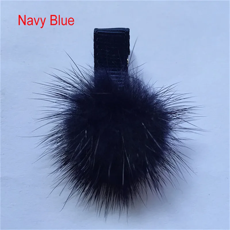 01 Navy Blue Заколки для девочек с маленьким милым мягким меховым помпоном, мини-шариковый захват, заколки для волос с помпонами, детские заколки для волос, аксессуары для волос - Цвет: 01 Navy Blue