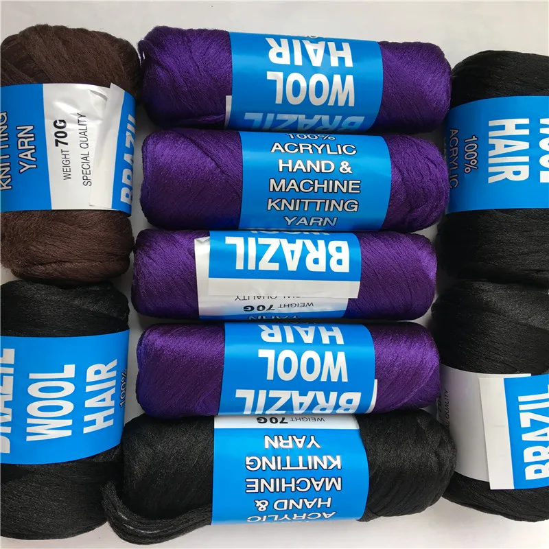 

14balls/lot 70g/balls Brazilian wool hair hand knitting wool hair low temprature flame retardant synthetic fiber for braiding