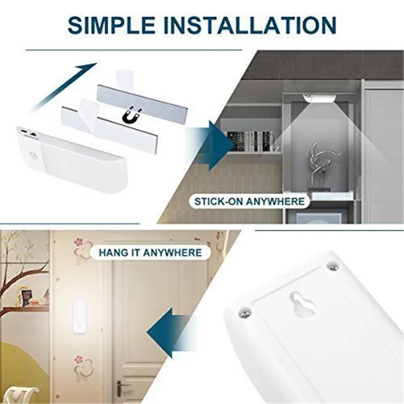 12 LED Light DC 3V PIR Motion Sensor Cabinet light Energy Saving USB Closet For Bedroom Indoor Stair Wall Door | Лампы и освещение