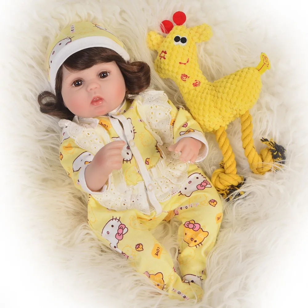 Силиконовые куклы Bebes reborn игрушки для детей подарок 18 "42 см кудрявые волосы
