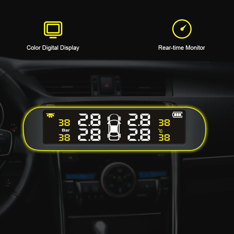 Junsun Солнечный Мощность TPMS шин Давление монитор Системы Беспроводной красочные