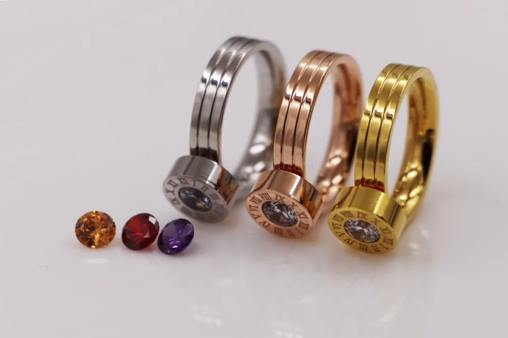Модное Брендовое кольцо из нержавеющей стали цвета розового золота с яркими