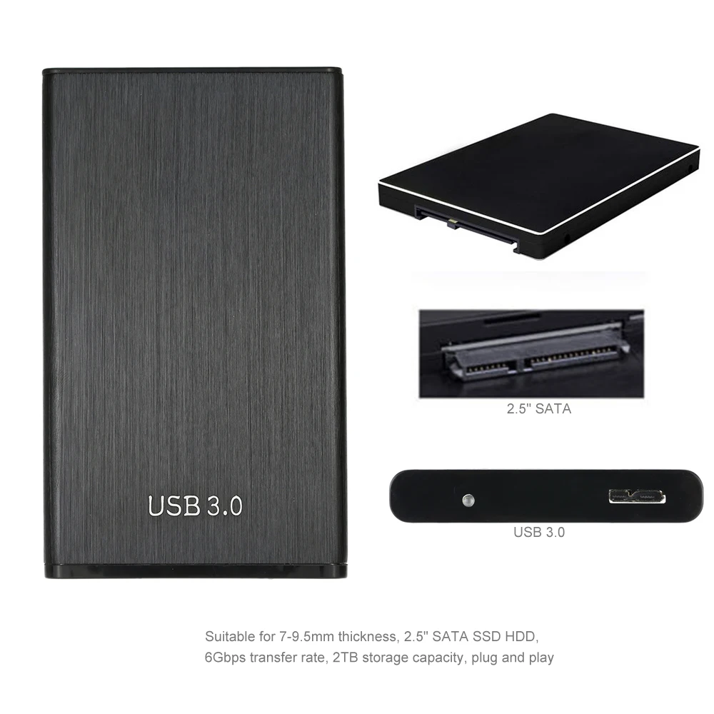 Супер Скорость 6 Гбит/с Алюминий 2 ТБ 2," SATA SSD HDD жесткий диск с USB 3,0 адаптер конвертера карты внешний чехол Caddy+ USB кабель