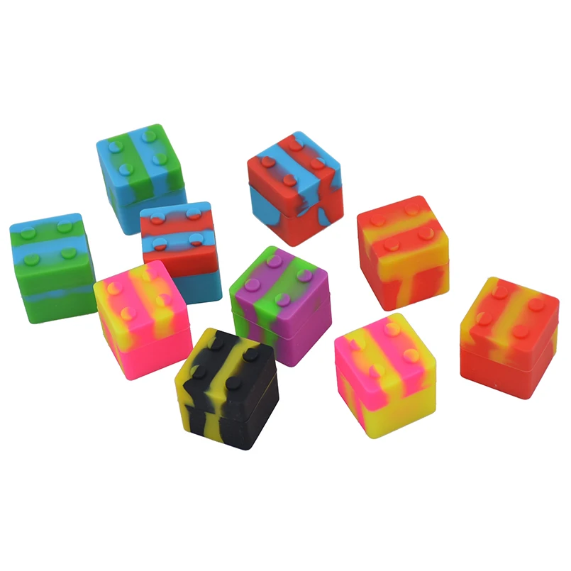 2 шт 11 мл силиконовые, bho концентрат масла контейнеры банки лего квадратные антипригарные бутан Гладкий масло силиконовые dab восковые банки контейнеры