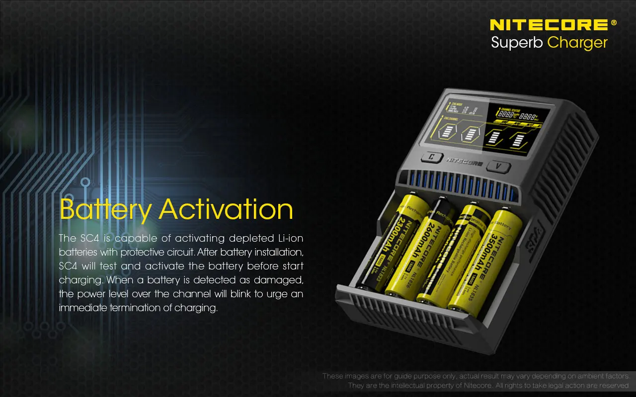 Официальный Nitecore UM4 UM2 SC4 USB QC зарядное устройство интеллектуальная схема глобальная страховка Li-Ion AA AAA 18650 21700 26650