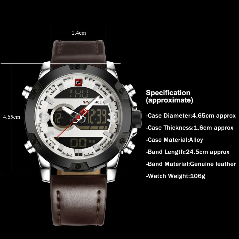 NAVIFORCE брендовые военные спортивные часы для мужчин 30 м водонепроницаемые