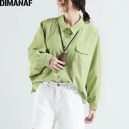 Qing98803CN-green DIMANAF размера плюс, женские топы, рубашки, зимние женские офисные, для девушек, Большая одежда, рукав летучая мышь, свободные, более размера d, вельветовый кардиган - Цвет: Qing98803CN-green