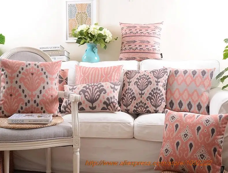 Nordic Decorative Pillows Pink Geometric Cushion Cover Home Decor Boho Throw Linen Pillowcase for Sofa Couch | Дом и сад