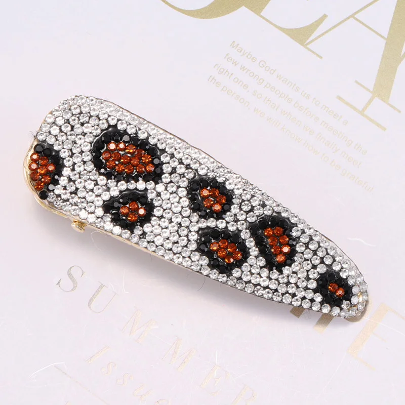 

Sparkling Korean Hairgrips 6cm Hair Accessories Fashion Rhinestones Leopard Alligator Hair Clips for Women