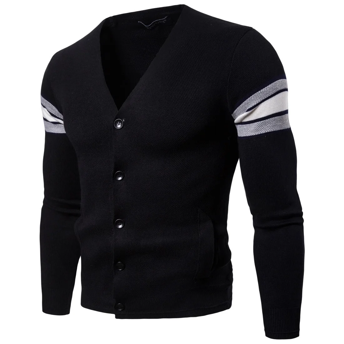 

Sweater Men's Autumn And Winter New Slim Black And White Knit Cardigan V-neck Sweater Bottoming Shirt Sweater Jacket M-2XL-YM009