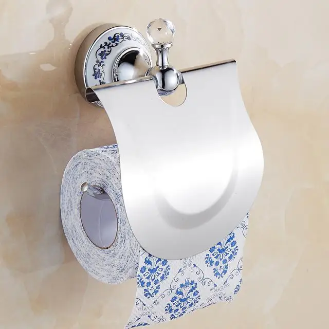Toilet paper holder Хрустальный держатель для полотенец silverполотенец, держатель для туалетной щетки, полка для ванной комнаты, держатель для бумаги, двойной держатель для стаканов, аксессуары - Цвет: Toilet paper holder