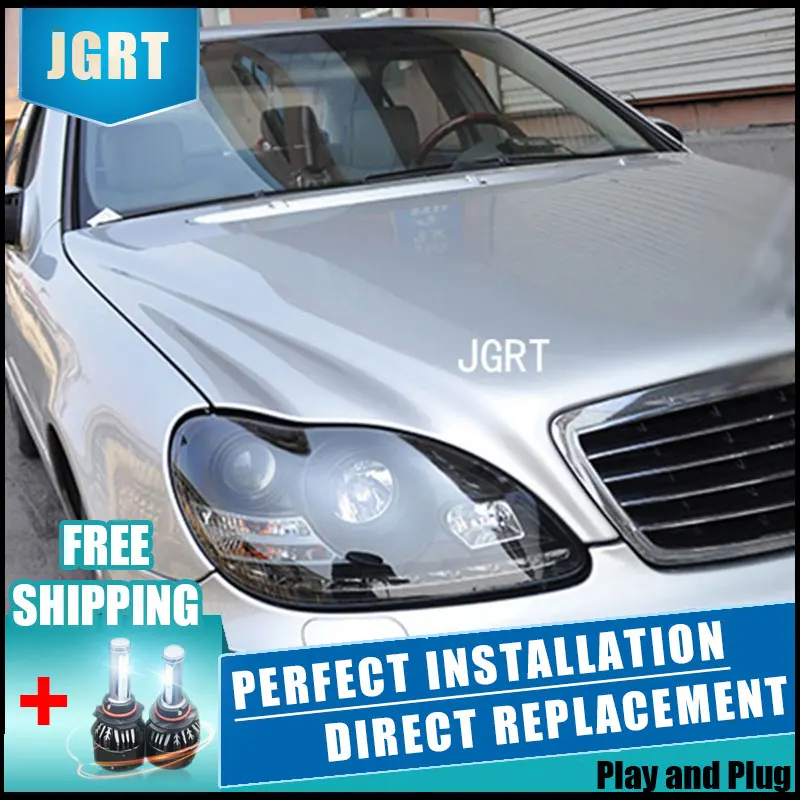 Car Styling Headlight assembly 1998-2007 for Benz W220 DoubleU Angel Eye LED DRL Lens Double Beam H7 hid kit with 2pcs. | Автомобили и