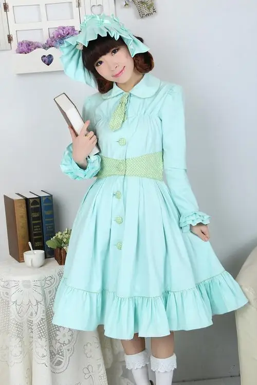 

Lovely Sky Blue Winter Cute Lolita Coat Winter Long Cotton Coats All Size
