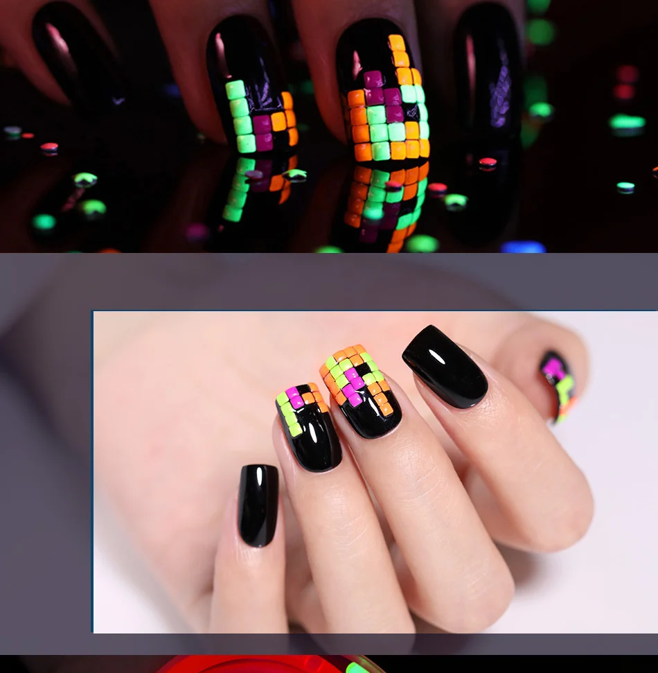BORN PRETTY 1 коробка флуоресцентный ноготь заклепки Сердце Звезда смешанный размер 3D украшения ногтей в колесо