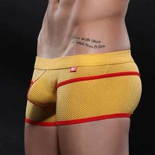 yellow boxer WJ Брендовые мужские шорты-боксеры дышащие трусы-боксеры Шорты Для мужчин s Нижнее белье Bxoers Сексуальная Чехол Мужской трусики серый цвет: желтый, белый красные, черные - Цвет: yellow boxer
