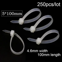 250pcslot 5100mm national standard nylon fixed 4 6mm width white black color self locking plastic wire zip tie