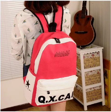 School bag backpack female the trend of double-shoulder preppy style casual canvas |