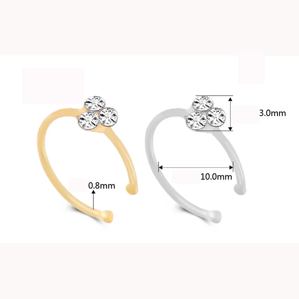 Nose Ring Piercing Jewelry Elegant Clip-on Crystal Thin Hoop-Sparkly Stud Fake A0406 | Украшения и аксессуары