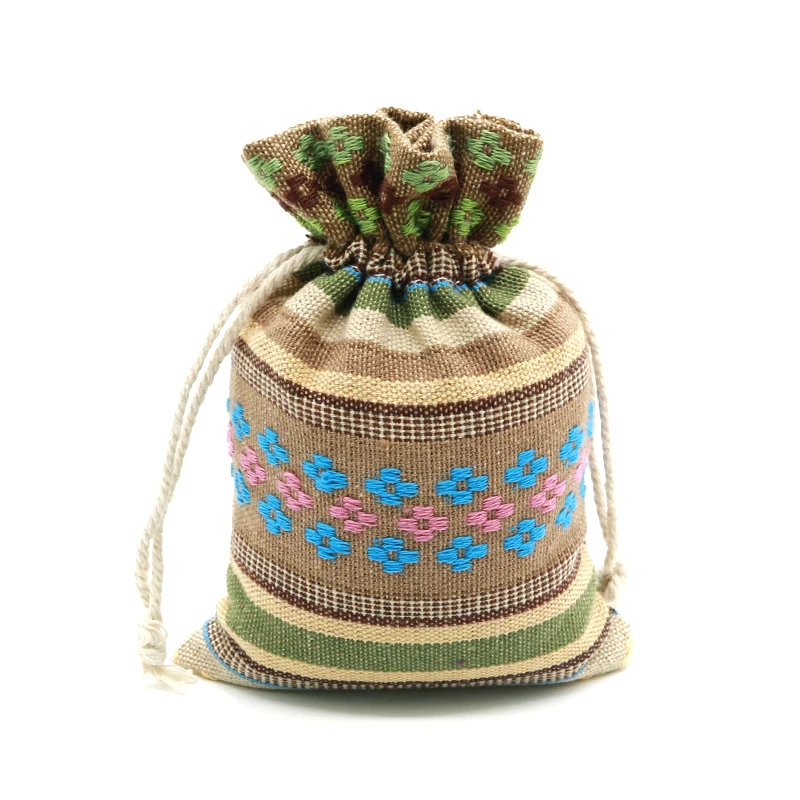 5pcs/lot Striped Design Cotton Bags 10x14 13x18cm Small Drawstring Gift Bag Muslin Pouch Jewelry Boutique Gifts Packaging | Украшения и