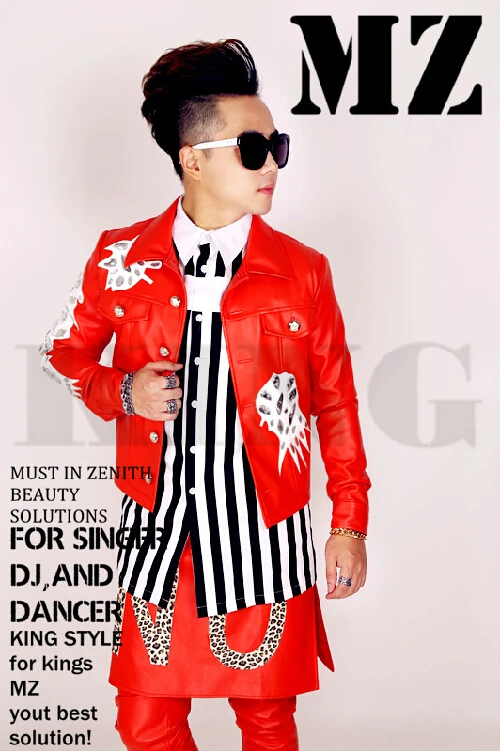 Can Be Costomized ! Men Dj Nightclub Singer Guests 2pm Jun.k Big Red Diamond Decorative Jacket Coat Plus Size Costumes Clothing | Мужская