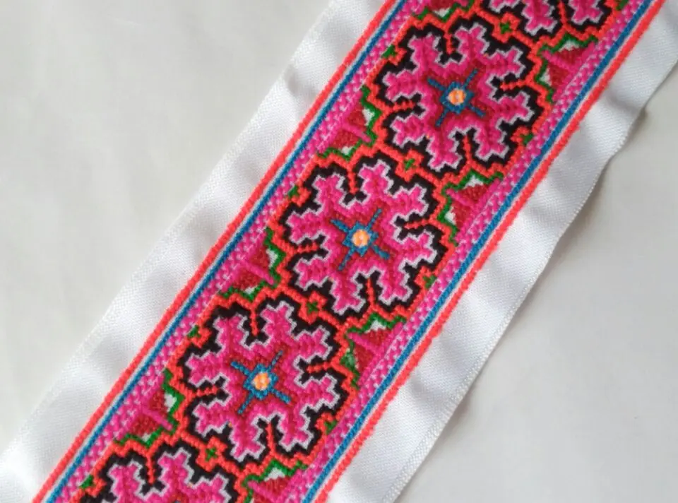 Вышивка miao hmong крючком хлопковая ткань кружевная отделка 8 см платье с воротником