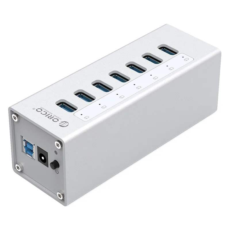 Алюминий сплава 7-портовый USB3.0 расширения 3,0 концентратор 5 Гбит/с, высокая Скорость коробка передач для Mac портативных ПК, A3H7