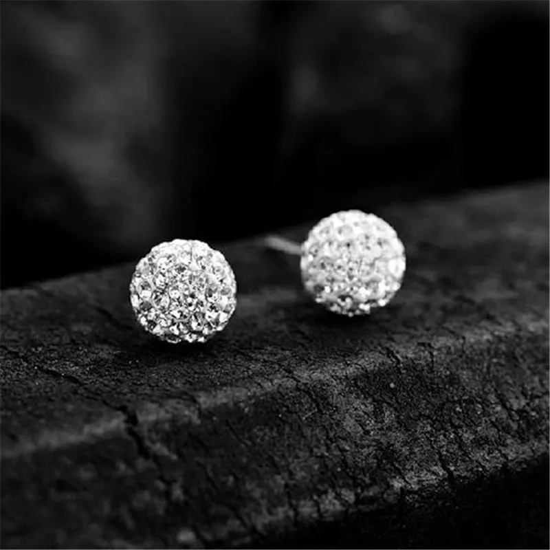 Модные серьги-гвоздики 10 мм круглые хрустальные для женщин и девушек ювелирные