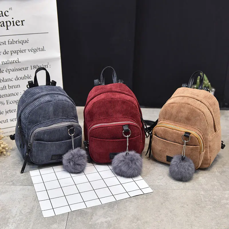 Женский вельветовый рюкзак LT88 в полоску для студентов|bags for college|fashion women backpackwomen