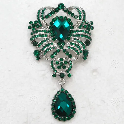 Зеленая Брошь В Виде Цветка на булавке со стразами для свадебной вечеринки C882 M |