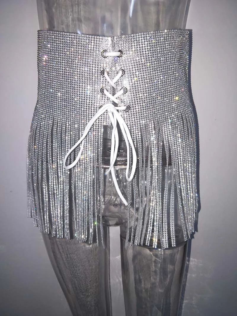 Бонни лес блестящие стразы со стразами юбка из кристаллов Rave Wear Beauty Secret блестящая