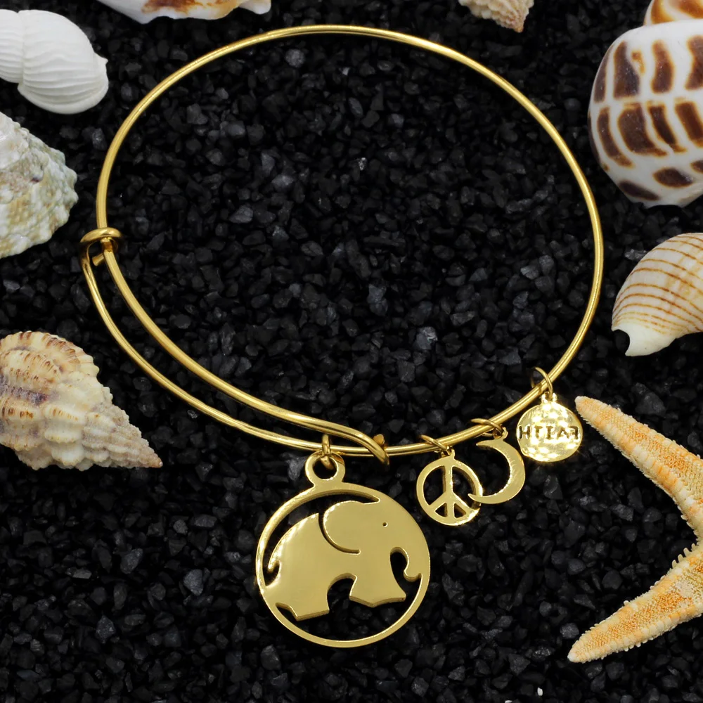 Роскошные милые детские браслеты из нержавеющей стали с золотыми/стальными