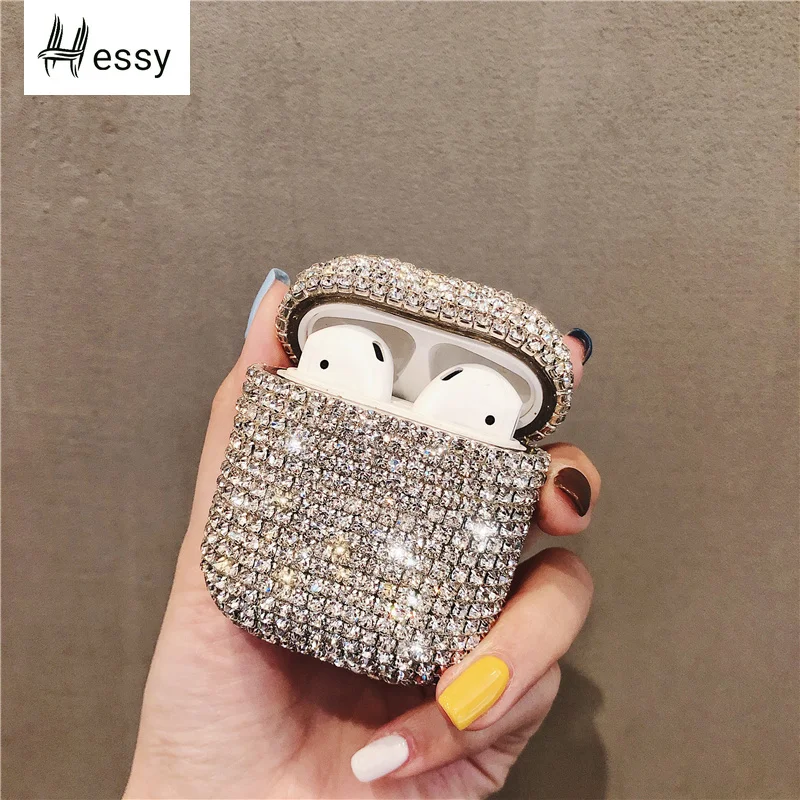 Hessy алмазы Жесткий Чехол для Apple Airpods защитный блестящий чехол беспроводной Bluetooth наушники чехол для зарядки коробки сумки