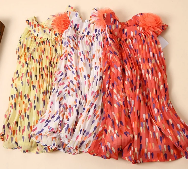 Girls Summer Dress New Brand Kids Chiffon Princess Drop-shaped Flower for Children Bohemian Vest Clothes | Детская одежда и обувь