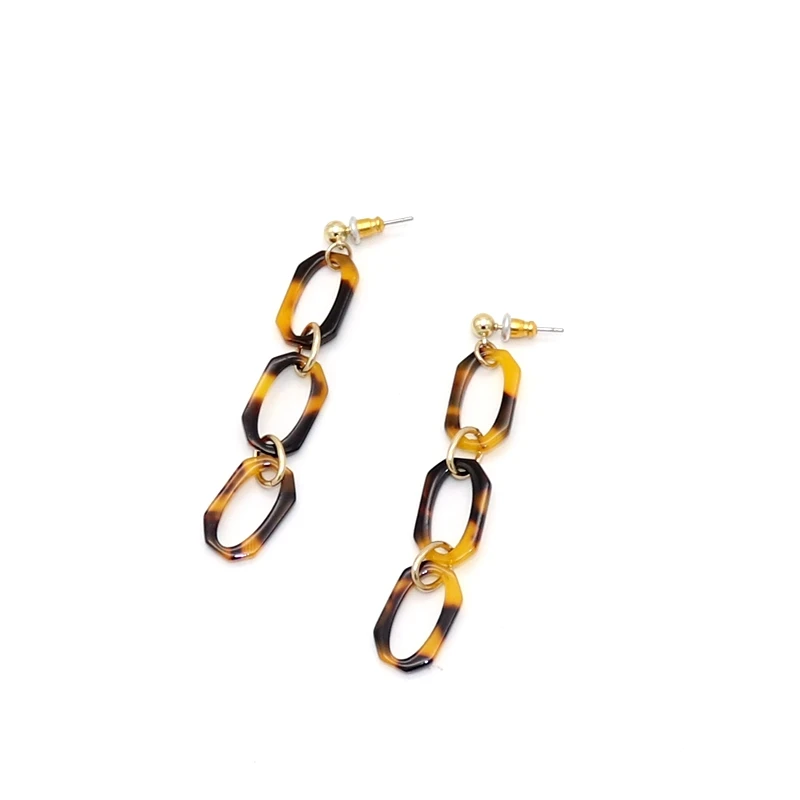

Geometric Tortoise Resin Leopard Link Stud Earring