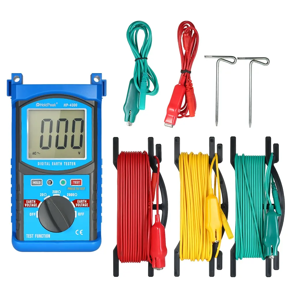 Цифровой измеритель сопротивления заземления HoldPeak с ЖК дисплеем метеоритный