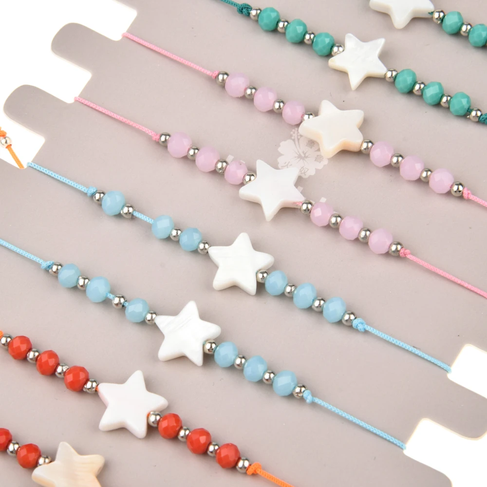Женский комплект браслетов с пятиконечными звездами 12 шт.|Браслеты шармами| |