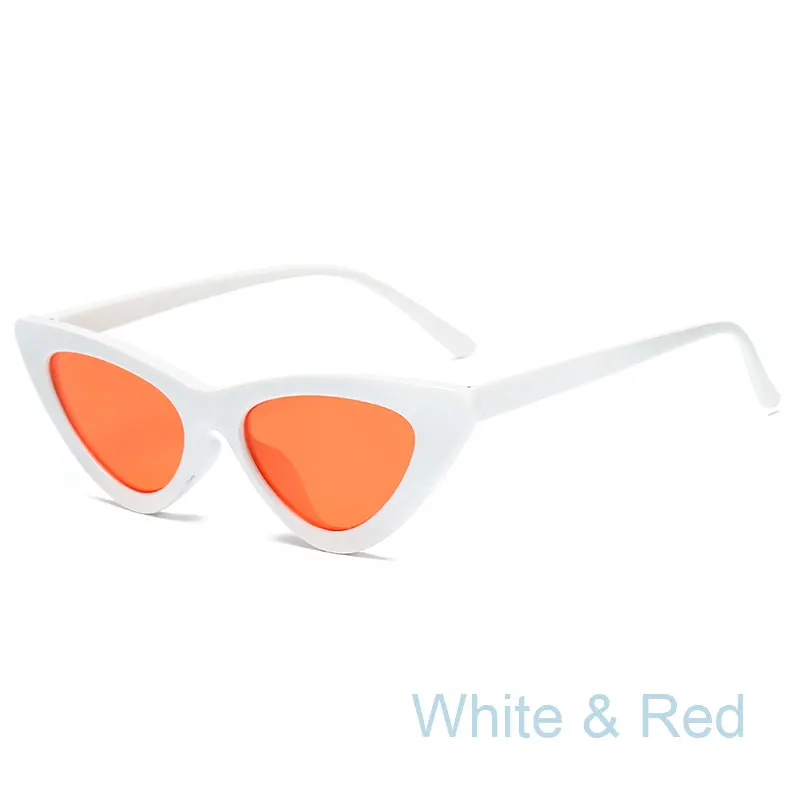 sunglass women очки солнцезащитные женские солнечные прозрачные солнцезащитные женские мода очки розовые винтаж с цветными стеклами маленькие крутые супер кот декоративные с затемнением темные солнечных очков - Цвет линз: White Orange