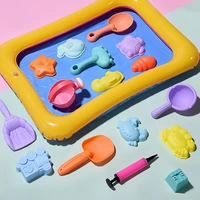 soft silicone beach toys for children sandbox set kit sea sand bucket rake hourglass water table play and fun shovel mold summer