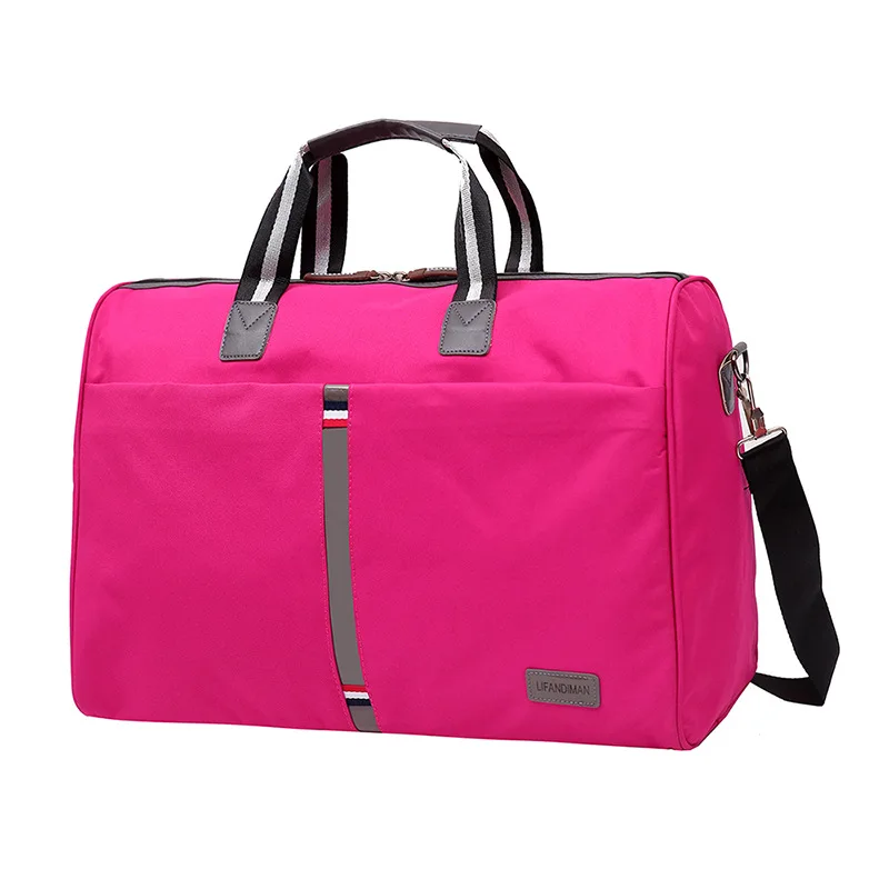 Rose red Waterproof Men's Travel bag Foldable portable shoulder bags Travel luggage large capacity Travel Tote Women More colors - Цвет: Rose red