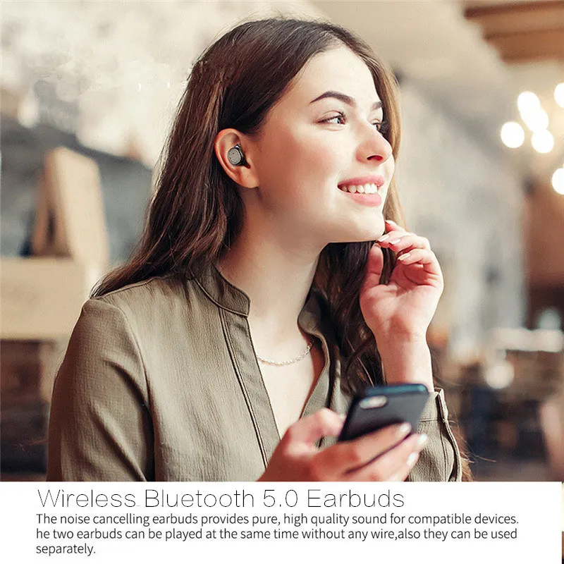 Bluetooth 5 0 Мини наушники с загрузочной коробки Touch Управление HIFI Музыка гарнитура IPX5