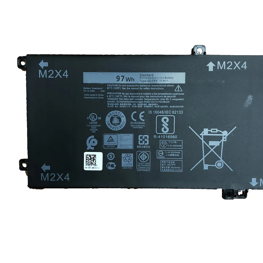Аккумулятор для ноутбука dell XPS 11 1 15 5510 9550 5XJ28 m5510 M5520 series 9560 в 97 Вт/ч 6GTPY | Компьютеры и