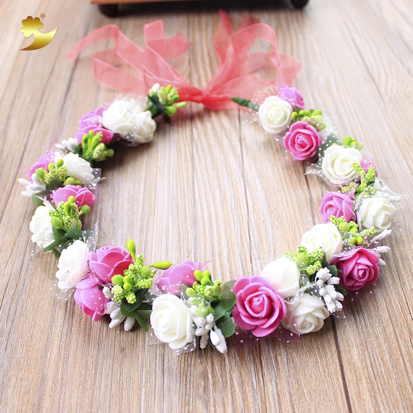 XinYun Women Adjustable Rose Flower Headbands Crown Beach Wedding Wreath Hairband Bridal Hair Ornament | Украшения и аксессуары