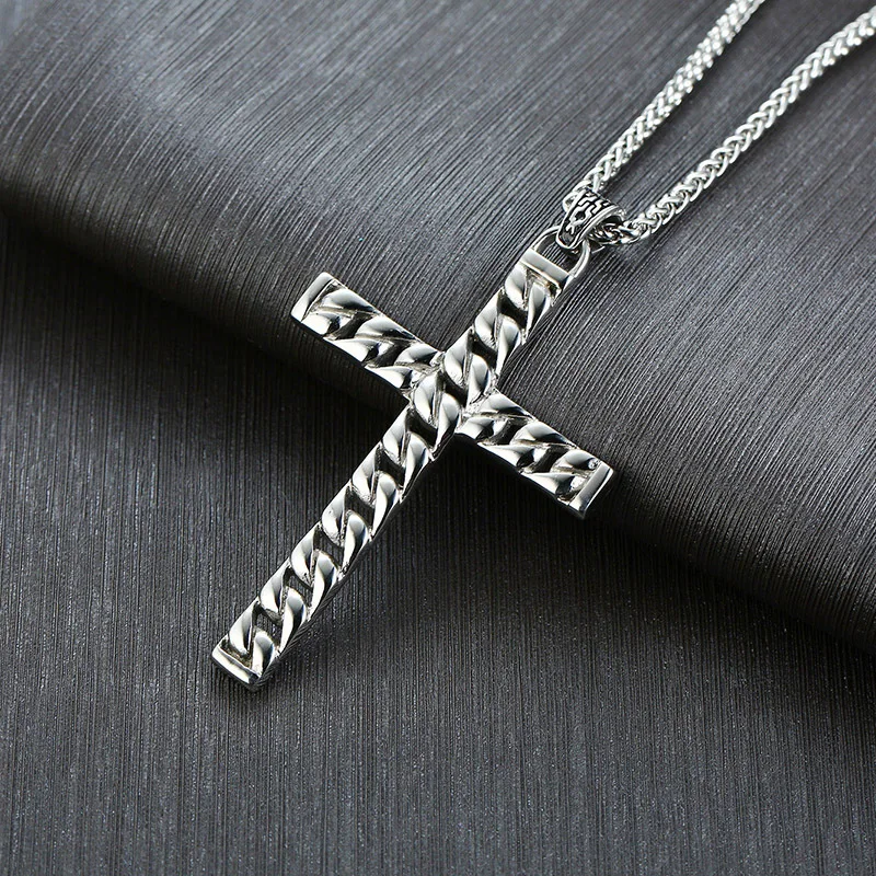 High Quality Men Cross Necklace Stainless Steel 60CM Chain Jesus Prayer Crucifix For Wome Best Gifts | Украшения и аксессуары