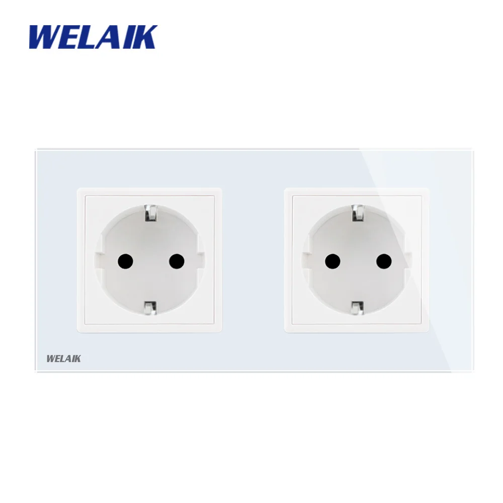 Welaik Стекло Панель стены разъем розетка Белый Черный Европейский Стандартный