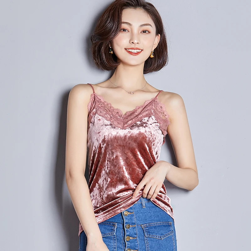 Женские бархатные Топики весенние женские майки без рукавов сексуальные