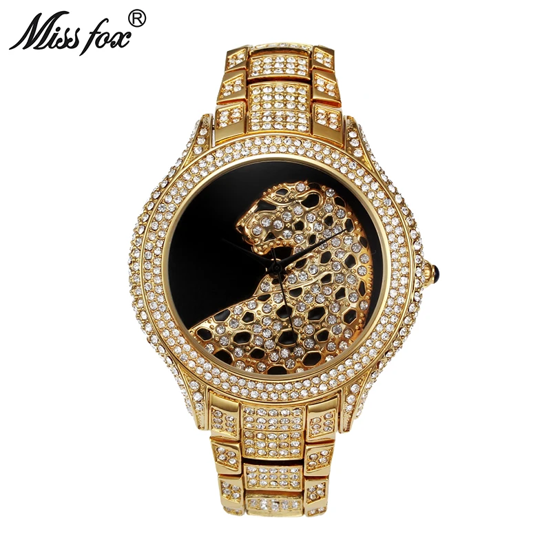 Miss Fox роль роскошные часы Для мужчин алмаз золото S Часы лучший бренд класса люкс c