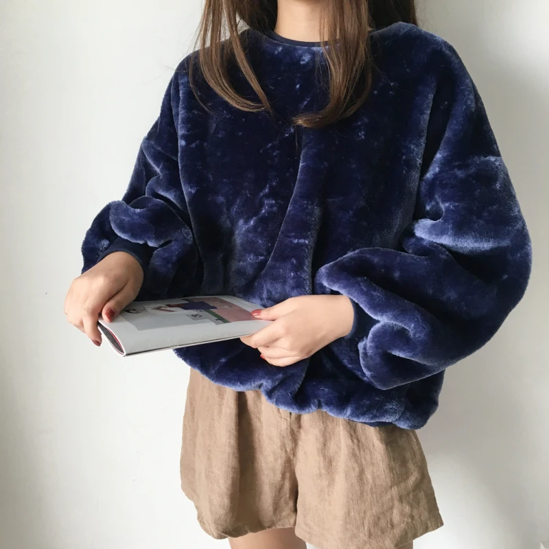 

2018 Winter New Women Hairy Hoodies Fluffy Thick Warm Long Sleeve Faux Fur Sweatshirts Pullovers Overcoat Jacket Big Size Tops