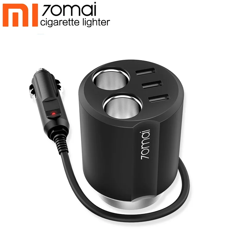 Черный Xiaomi 70mai разветвитель прикуривателя 12V to 24V 4.8A прикуриватель автомобильный адаптер питания xiao mi 70 mai гнездо прикуривателя usb зарядка в авто - Название цвета: Черный